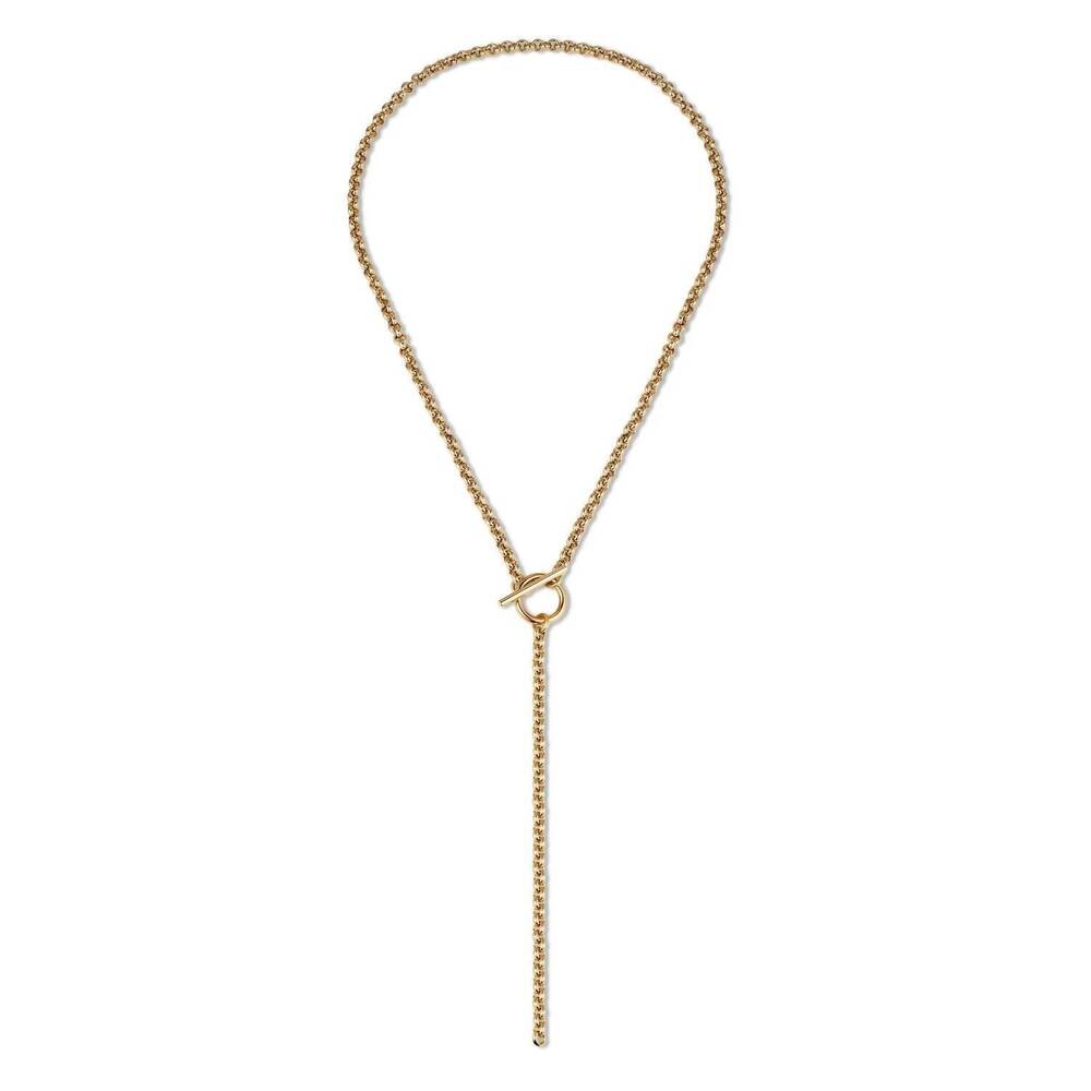 NEW EKLEXIC women's micro royal rolo toggle lariat necklace in gold